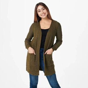 DENIM & Co. Regular Long Sleeve Open Front‎ Cardiga